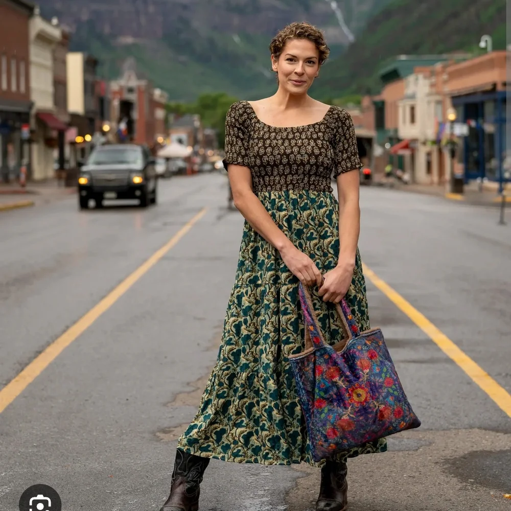 Natural Life Brown and Blue Floral Dress - Picture 1 of 5